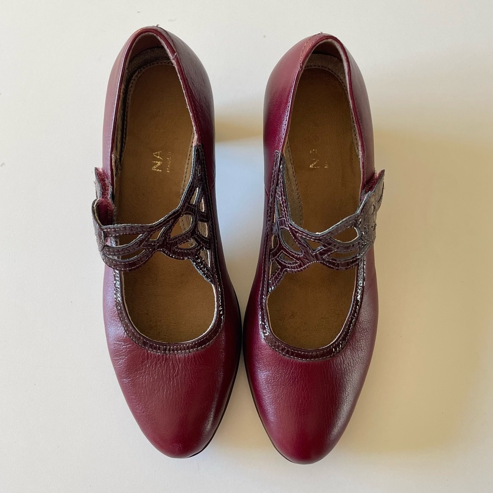 Naot Women's Wine Leather Mary Jane Heels